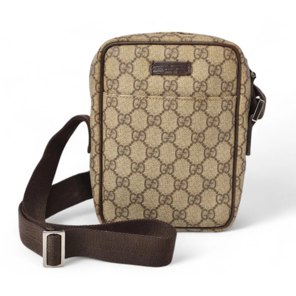 Gucci Tan and Brown Monogram Shoulder Bag